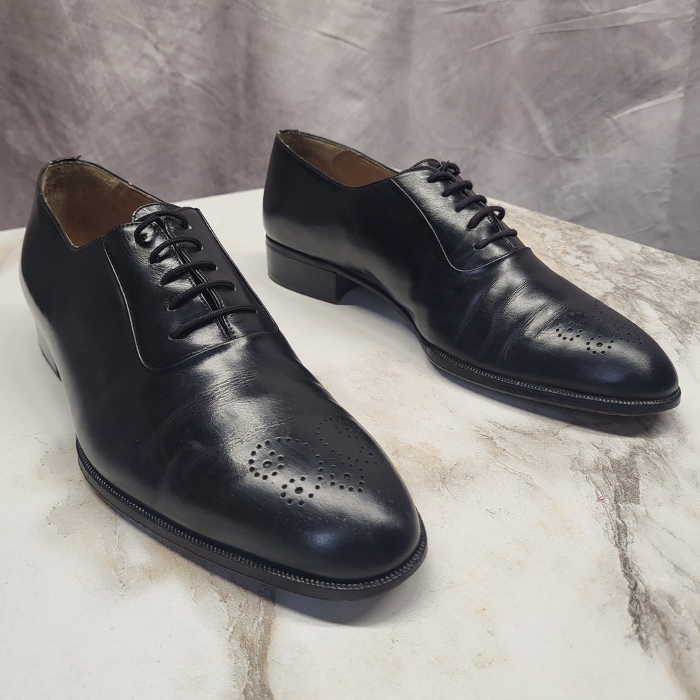 Bally Bilbao Medallion Toe Black Tie Formal Oxfords Men's Size 9 D